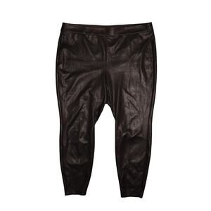 LANE BRYANT $79 Black Faux Crackle Leather Pull-On Ankle Leggings 22 / 24